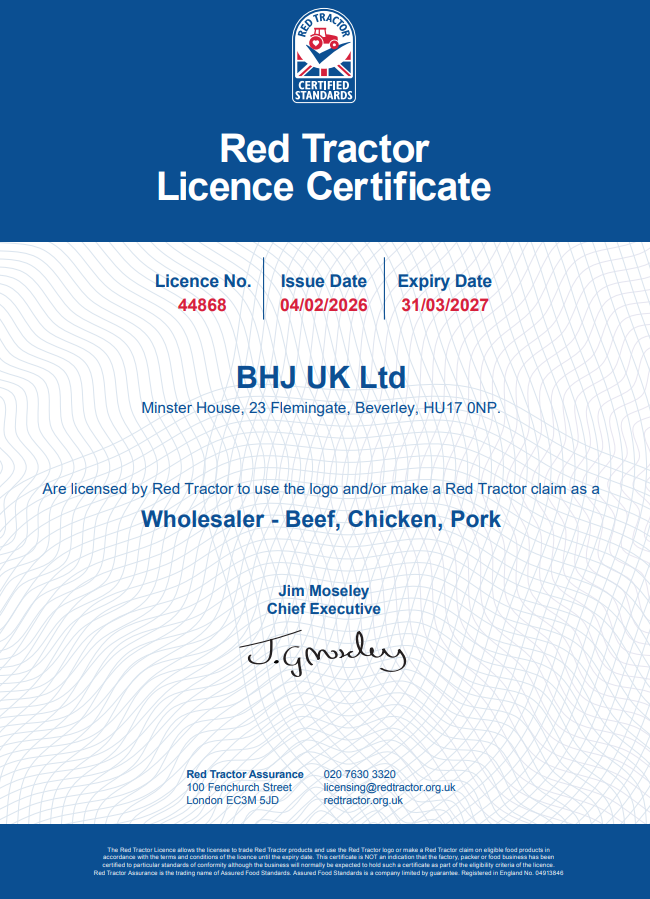 Red Tractor Certificate