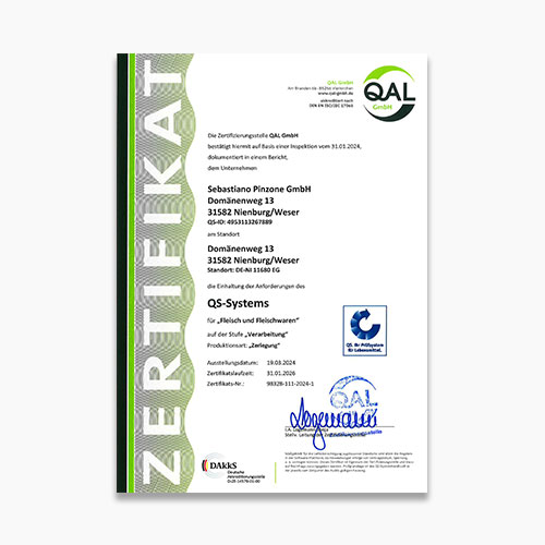 Sebastiano Pinzone QS Fleisch Cert. (DE)