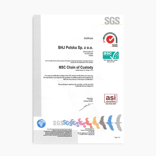 BHJ Poland ASC Certificate