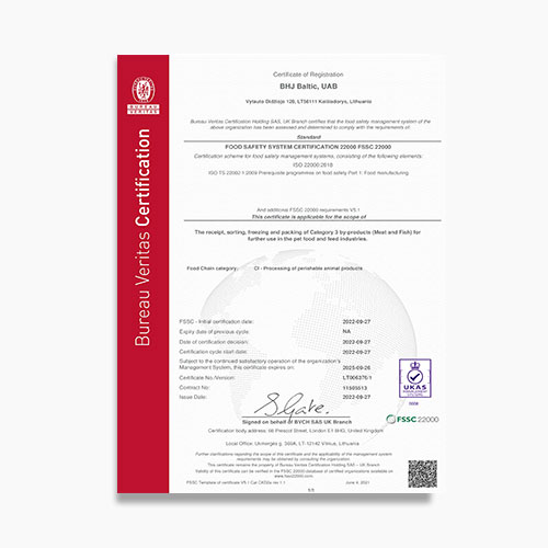 BHJ Baltic FSSC 22000 Certificate
